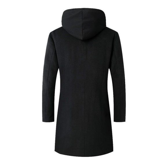 Wool Blend Overcoat with Detachable Hooded Black - Picture 3 of 7